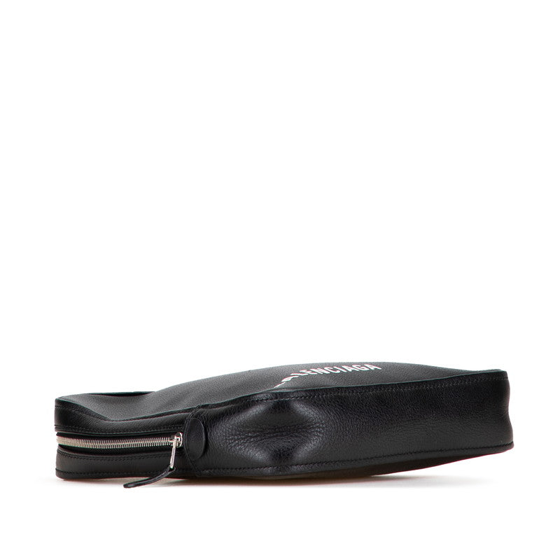 バレンシアガ トライアングル 三角 クラッチバッグ セカンドバッグ ポーチ 476976 ブラック レザー レディース BALENCIAGA 【中古】