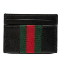 グッチ ウェブ トレードマーク カードケース パスケース 867277 ブラック レザー メンズ GUCCI 【中古】