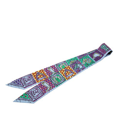 エルメス ツイリー Le Boubou H ブーブーH スカーフ ブルー パープル マルチカラー シルク レディース HERMES 【中古】