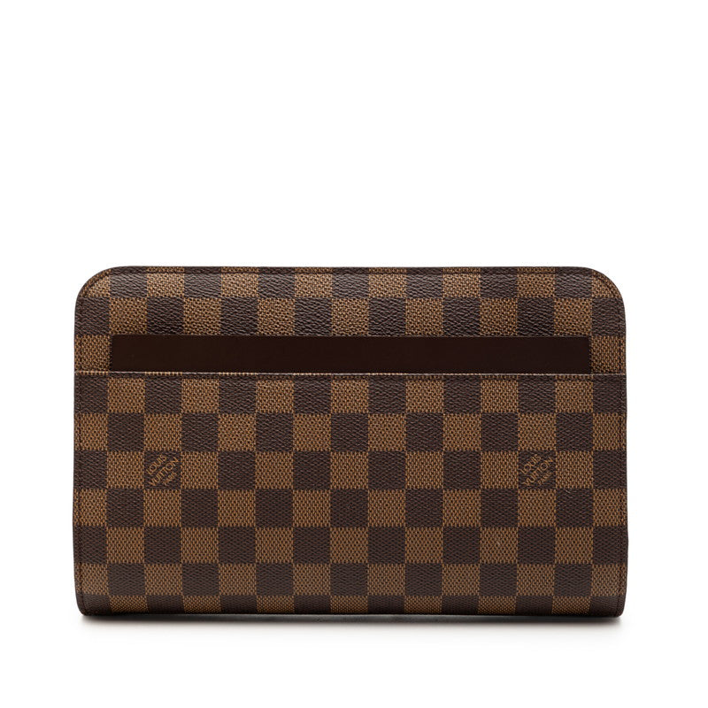ルイ ヴィトン ダミエ サンルイ セカンドバッグ クラッチバッグ N51993 ブラウン PVC レザー メンズ LOUIS VUITTON 【中古】