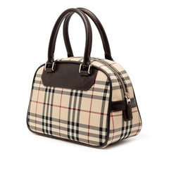 バーバリー ノバチェック ハンドバッグ ベージュ ブラウン ナイロン レザー レディース BURBERRY 【中古】