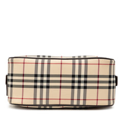 バーバリー ノバチェック ハンドバッグ ベージュ ブラウン ナイロン レザー レディース BURBERRY 【中古】
