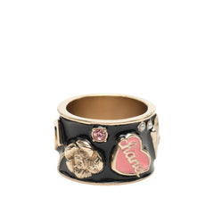 シャネル アイコンライン ココマーク カメリア パフューム モチーフ リング 指輪 ゴールド ブラック ピンク メッキ レディース CHANEL 【中古】