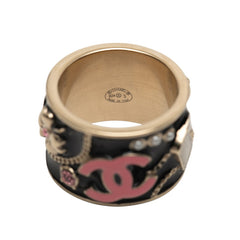 シャネル アイコンライン ココマーク カメリア パフューム モチーフ リング 指輪 ゴールド ブラック ピンク メッキ レディース CHANEL 【中古】