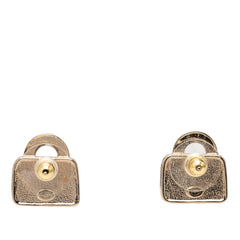 シャネル ココマーク ロゴ バッグモチーフ ピアス B24S ゴールド ピンク メッキ ラインストーン レディース CHANEL 【中古】