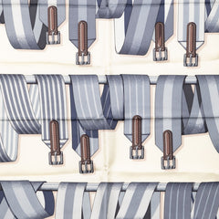 エルメス カレ90 Les Sangles サングル スカーフ 大判 ブラウン ベージュ グレー シルク レディース HERMES 【中古】