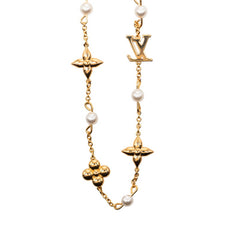 ルイ ヴィトン ネックレス ルイザ ネックレス M01610 ゴールド メッキ フェイクパール レディース LOUIS VUITTON 中古
