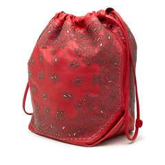 サンローラン スタッズ テディ バケット チェーン ショルダーバッグ 巾着 MAL538448 レッド レザー レディース SAINT LAURENT 中古