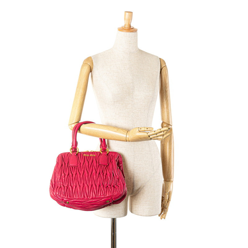 ミュウミュウ マテラッセ ハンドバッグ RLN059 ピンク レザー レディース MIUMIU 【中古】