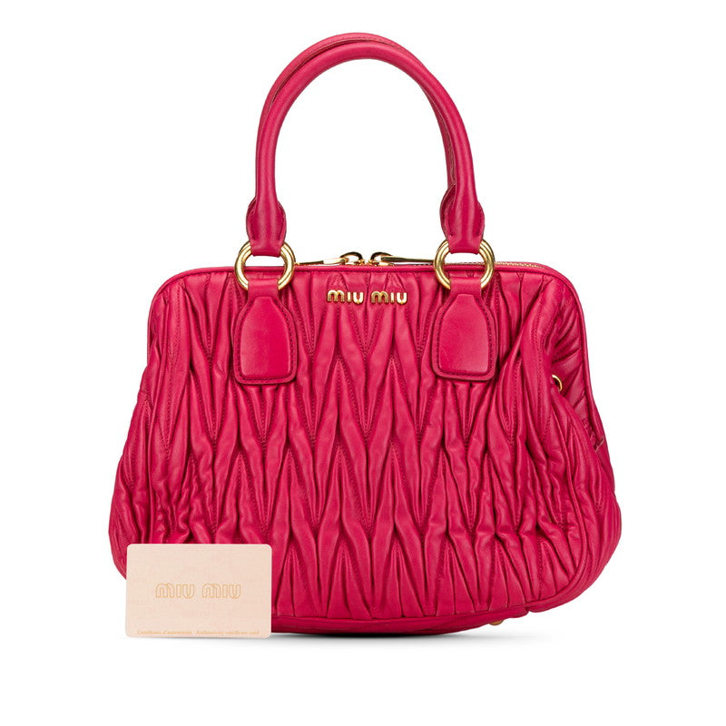 ミュウミュウ マテラッセ ハンドバッグ RLN059 ピンク レザー レディース MIUMIU 【中古】