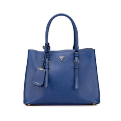 プラダ 三角ロゴプレート ハンドバッグ ブルー レザー レディース PRADA 【中古】