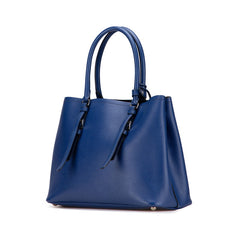 プラダ 三角ロゴプレート ハンドバッグ ブルー レザー レディース PRADA 【中古】