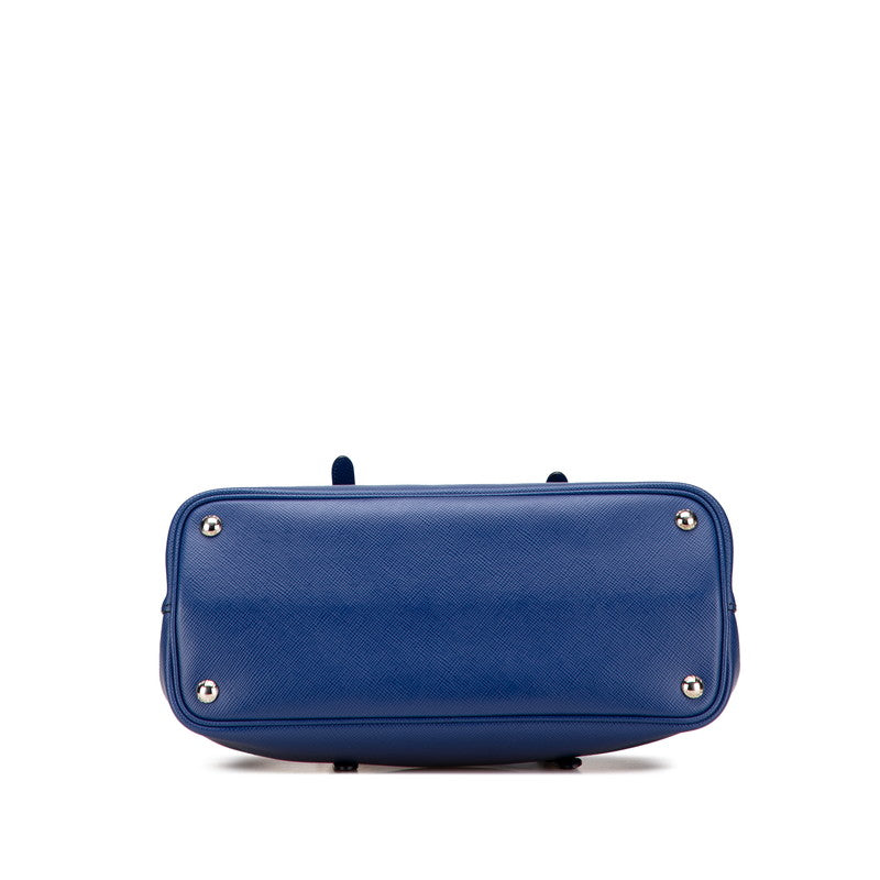 プラダ 三角ロゴプレート ハンドバッグ ブルー レザー レディース PRADA 【中古】
