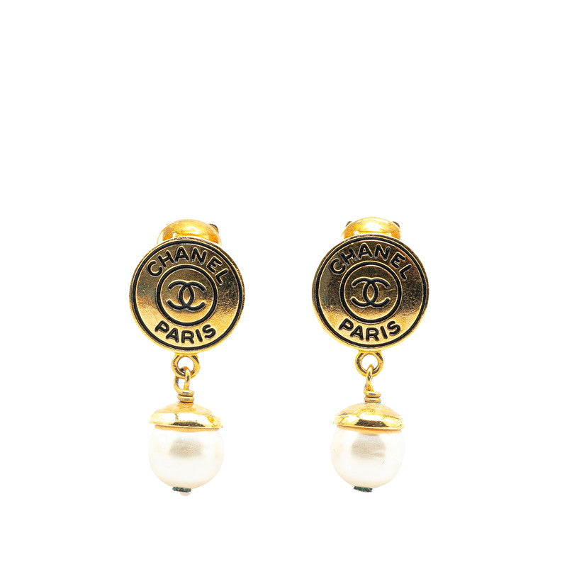 シャネル ココマーク ラウンド パール イヤリング ゴールド メッキ フェイクパール レディース CHANEL 【中古】