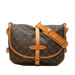 ルイ ヴィトン モノグラム ソミュール30 斜め掛け ショルダーバッグ M42256 ブラウン PVC レザー レディース LOUIS VUITTON 中古