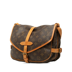 ルイ ヴィトン モノグラム ソミュール30 斜め掛け ショルダーバッグ M42256 ブラウン PVC レザー レディース LOUIS VUITTON 中古