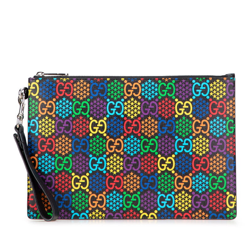 グッチ GGサイケデリック クラッチバッグ セカンドバッグ 601081 ブラック マルチカラー PVC レザー メンズ GUCCI 【中古】