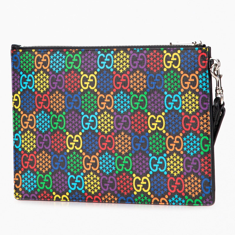 グッチ GGサイケデリック クラッチバッグ セカンドバッグ 601081 ブラック マルチカラー PVC レザー メンズ GUCCI 【中古】