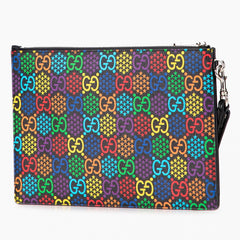 グッチ GGサイケデリック クラッチバッグ セカンドバッグ 601081 ブラック マルチカラー PVC レザー メンズ GUCCI 【中古】