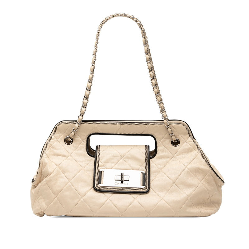 シャネル シャネル2.55 イーストウェスト ハンドバッグ チェーンワンショルダーバッグ アイボリー シルバー ラムスキン レディース CHANEL 【中古】