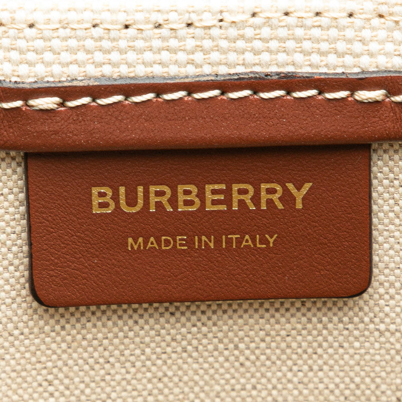 バーバリー ロゴグラフィック ショルダーバッグ ベージュ ブラウン キャンバス レザー レディース BURBERRY 【中古】