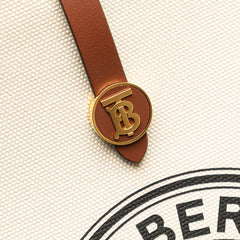 バーバリー ロゴグラフィック ショルダーバッグ ベージュ ブラウン キャンバス レザー レディース BURBERRY 【中古】