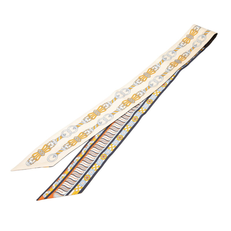 エルメス ツイリー Harnais en Rosace ハーネスの薔薇窓 スカーフ ベージュ マルチカラー シルク レディース HERMES 【中古】