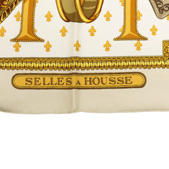 エルメス カレ90 セル ア ウス カバーへの腰掛け スカーフ アイボリー シルク レディース HERMES 【中古】