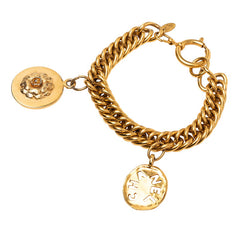 シャネル ヴィンテージ カメリア ロゴ チェーン ブレスレット ゴールド メッキ レディース CHANEL 【中古】