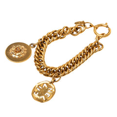 シャネル ヴィンテージ カメリア ロゴ チェーン ブレスレット ゴールド メッキ レディース CHANEL 【中古】