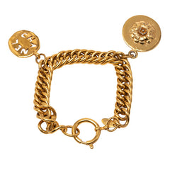 シャネル ヴィンテージ カメリア ロゴ チェーン ブレスレット ゴールド メッキ レディース CHANEL 【中古】