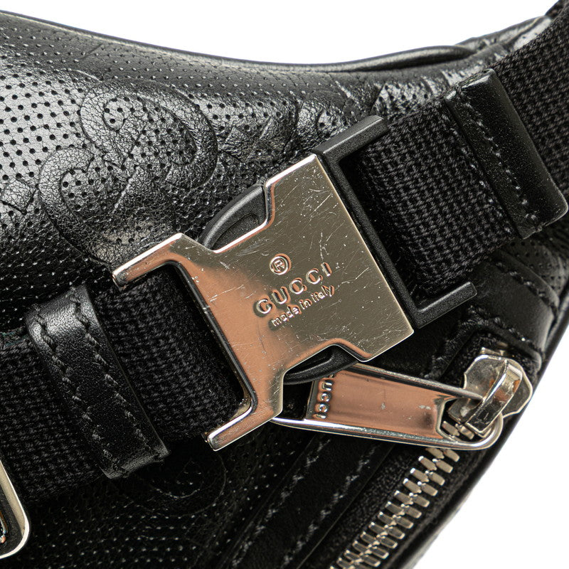 グッチ GGエンボス ベルトバッグ ウエストバッグ ボディバッグ 658582 ブラック レザー レディース GUCCI 【中古】