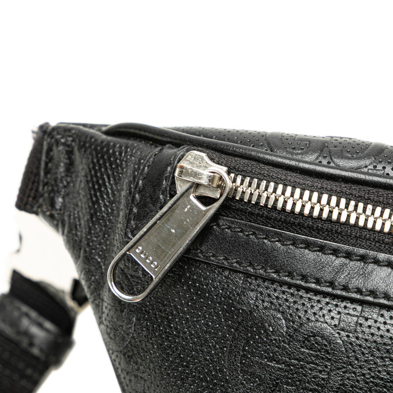 グッチ GGエンボス ベルトバッグ ウエストバッグ ボディバッグ 658582 ブラック レザー レディース GUCCI 【中古】