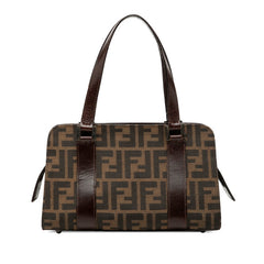 フェンディ ズッカ ハンドバッグ ブラウン キャンバス レザー レディース FENDI 【中古】