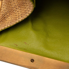 プラダ 三角ロゴプレート チェーンワンショルダーバッグ BR2530 ベージュ グリーン ストロー レザー レディース PRADA 【中古】