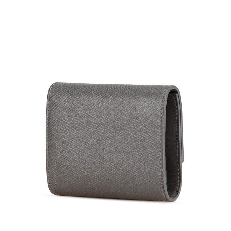 セリーヌ スモール トリフォールドウォレット 三つ折り財布 グレー レザー レディース CELINE 【中古】
