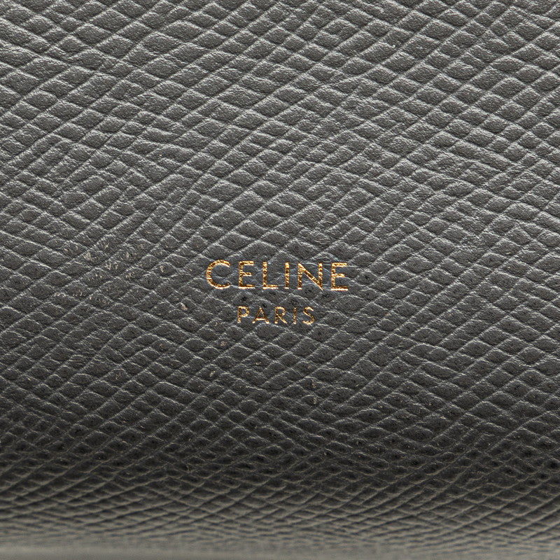 セリーヌ スモール トリフォールドウォレット 三つ折り財布 グレー レザー レディース CELINE 【中古】