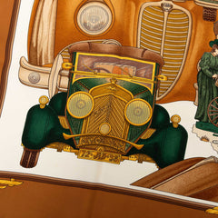 エルメス カレ90 Automobile オートモービル スカーフ 大判 ブラウン マルチカラー シルク レディース HERMES 【中古】
