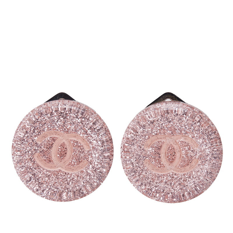 シャネル ココマーク ラメ ラウンド イヤリング ピンク シルバー メタル プラスチック レディース CHANEL 【中古】