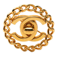 シャネル ココマーク ヴィンテージ ターンロック チェーン ブローチ 97A ゴールド メッキ レディース CHANEL 【中古】
