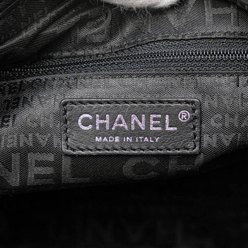 シャネル カメリア チェーン ショルダーバッグ グレー ブラック ツイード レザー レディース CHANEL 【中古】