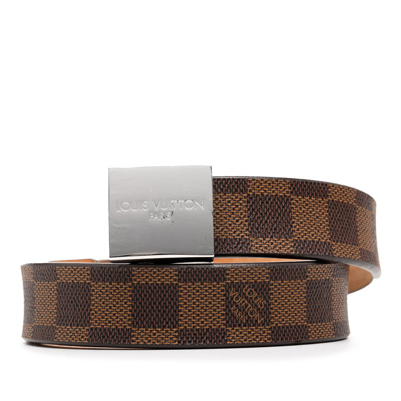 ルイ ヴィトン ダミエ サンチュールキャレ ベルト サイズ：85/34 M6802 ブラウン PVC レザー メンズ LOUIS VUITTON 【中古】