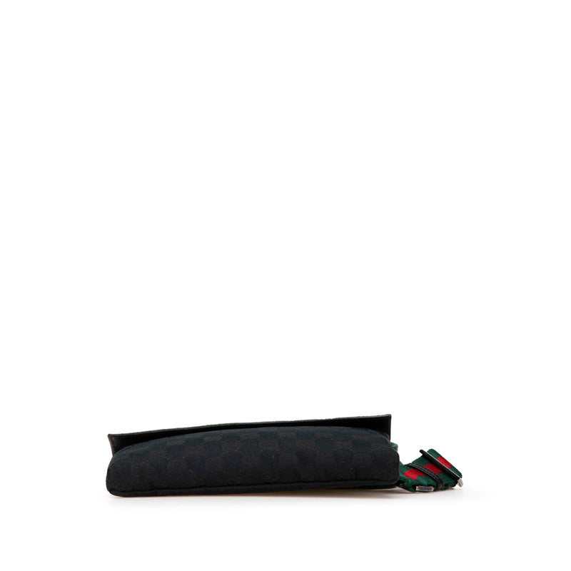 グッチ GGキャンバス ウエストバッグ ボディバッグ 180691 ブラック キャンバス レザー レディース GUCCI 【中古】