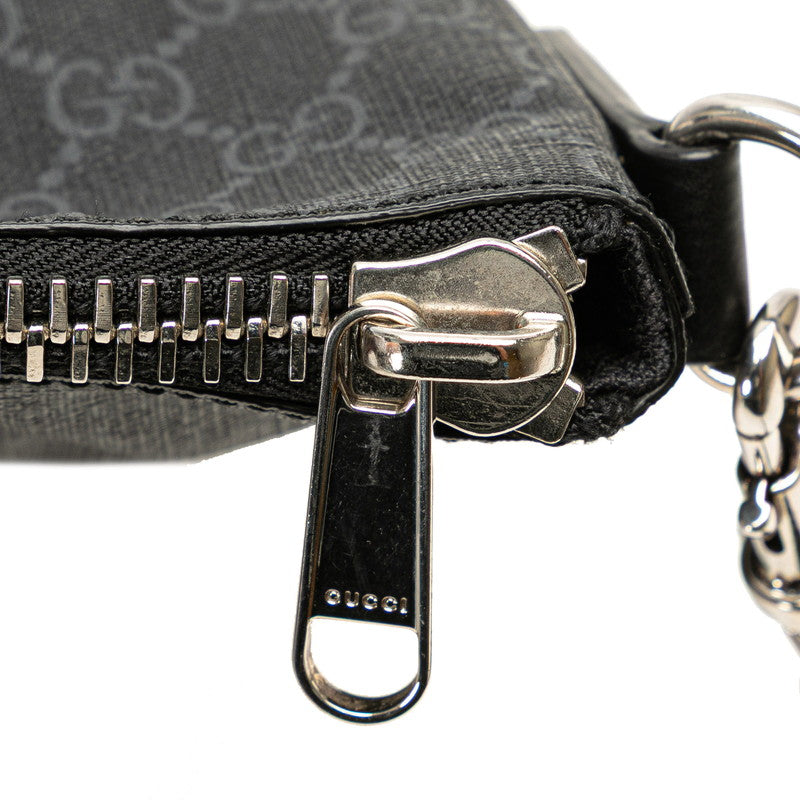 グッチ GGスプリーム シェリーライン 斜め掛け ショルダーバッグ 474139 ブラック PVC レザー レディース GUCCI 【中古】