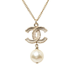 シャネル ココマーク ネックレス B14V ゴールド ブラック メッキ フェイクパール レディース CHANEL 中古