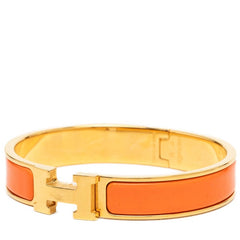 エルメス クリックH GM エナメルブレスレット バングル ゴールド オレンジ メッキ レディース HERMES 【中古】