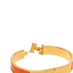 エルメス クリックH GM エナメルブレスレット バングル ゴールド オレンジ メッキ レディース HERMES 【中古】