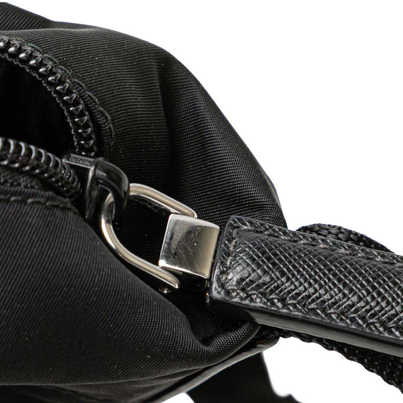 プラダ 三角ロゴプレート ショルダーバッグ 2VH055 ブラック ナイロン レザー レディース PRADA 【中古】