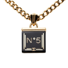 シャネル ココマーク No.5 チェーン ネックレス ゴールド ブラック メッキ レジン レディース CHANEL 【中古】