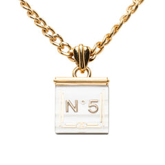 シャネル ココマーク No.5 チェーン ネックレス ゴールド ブラック メッキ レジン レディース CHANEL 【中古】